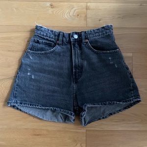 Zara black acid wash jean shorts